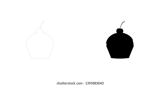 An Illustrated Icon Isolated on a Background - Cupcake with Cherry on Top