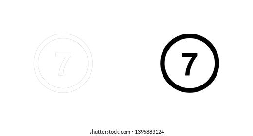 An Illustrated Icon Isolated on a Background - Circle 7 Outline