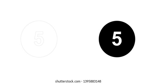 An Illustrated Icon Isolated on a Background - Circle 5 Filled