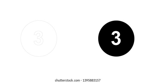 An Illustrated Icon Isolated on a Background - Circle 3 Filled