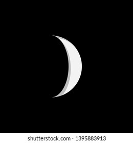 An Illustrated Icon Isolated on a Background - Waxing Crescent Moon