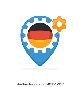 Illustrated icon with a production concept made from Germany