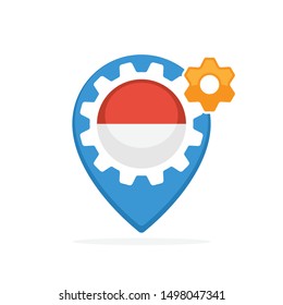Illustrated icon with a production concept made from Indonesia or Monaco