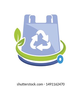 Illustrated icons with the concept of environmentally friendly plastic bag technology