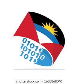 Illustrated icons with the concept of information technology systems from Antigua and Barbuda.