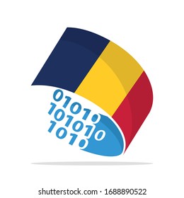 Illustrated icons with the concept of information technology systems from Chad.