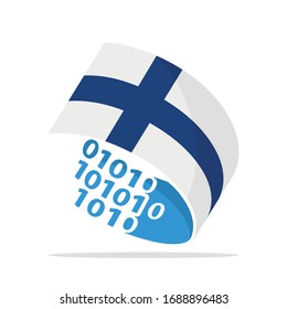 Illustrated icons with the concept of information technology systems from Finland.