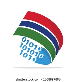 Illustrated icons with the concept of information technology systems from the Gambia.