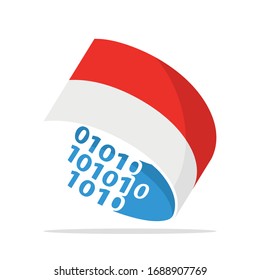 Illustrated icons with the concept of information technology systems from Indonesia or Monaco.