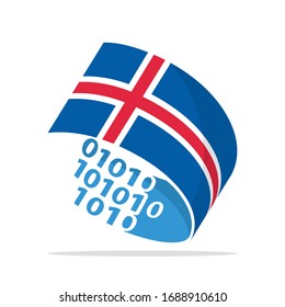 Illustrated icons with the concept of information technology systems from Icelandic.