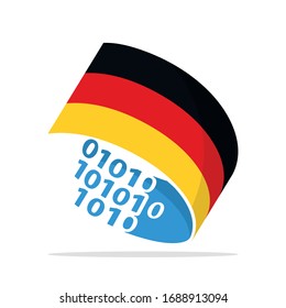 Illustrated icons with the concept of information technology systems from German.