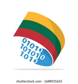 Iconos ilustrados con el concepto de sistemas de tecnología de la información de Lituania.