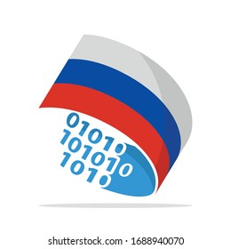Illustrated icons with the concept of information technology systems from Russian.