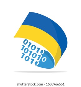 Illustrated icons with the concept of information technology systems from Ukraine.