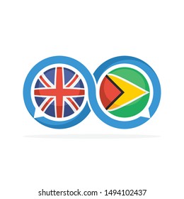 Illustrated icons with the concepts of English and Guyana communication