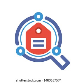 Illustrated icons with smart tech keyword tag search concept
