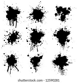 Illustrated ink bloat collection in black and white