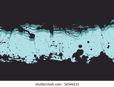 Illustrated ink splat grunge background with copy space in blue