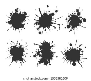 Illustrated ink spots set bloat collection in black and white