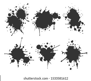 Illustrated ink spots set bloat collection in black and white