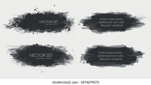 Illustrated ink spots set collection in black and white. Vector illustration