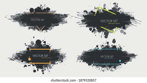 Colección de puntos de tinta ilustrada en blanco y negro. Ilustración del vector