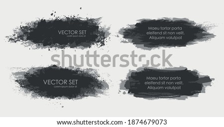 Illustrated ink spots set collection in black and white. Vector illustration