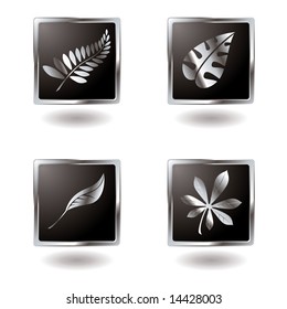 Illustrated leaf button variation with a metallic bevel