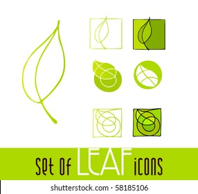 illustrated leaf icons| eps8