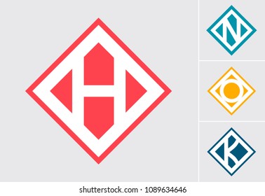 Illustrated letters H N O P (for logos). Stock vector.