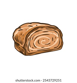 An illustrated loaf of freshly baked bread, ideal for various bakery and food related design projects