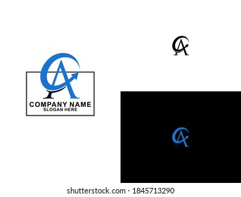 Illustrated logo A with arrow and statistic of blue color in a modern layout, illustration, company, business.