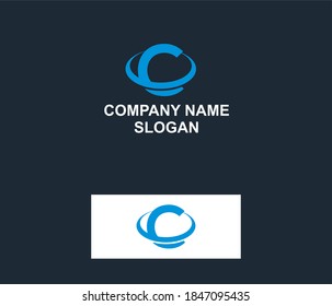 Illustrated logo C with arrow,connect,technology and statistic of blue color in a modern layout, illustration, company, business.