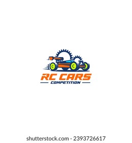 The illustrated logo captures the essence of RC cars competition, incorporating elements symbolizing speed, precision, and mechanical expertise, reflecting the hobby and repair aspects.