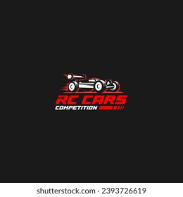 The illustrated logo captures the essence of RC cars competition, incorporating elements symbolizing speed, precision, and mechanical expertise, reflecting the hobby and repair aspects.