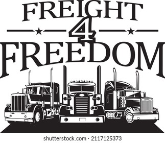 Illustrated logo concept Trucking for Freedom, Freight for Freedom template in black and white. Vector eps graphic design.