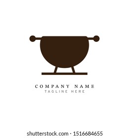 Illustrated logo design of a meat grill, barbecue, roasted, party garden - vector