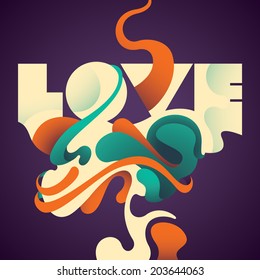 Illustrated love background with abstraction. Vector illustration.