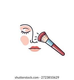 Illustrierte Make-up-Bürste mit Gesichtszügen