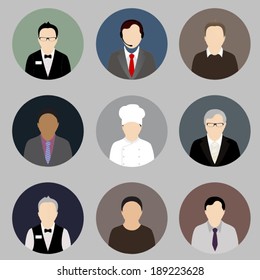 Illustrated male flat profiles.