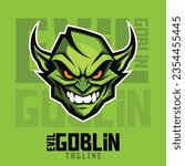 Illustrated Malevolent Green Goblin: Logo, Mascot, Illustration, Vector Graphic for Sports and E-Sports Teams, Furious Goblin Mascot Head
