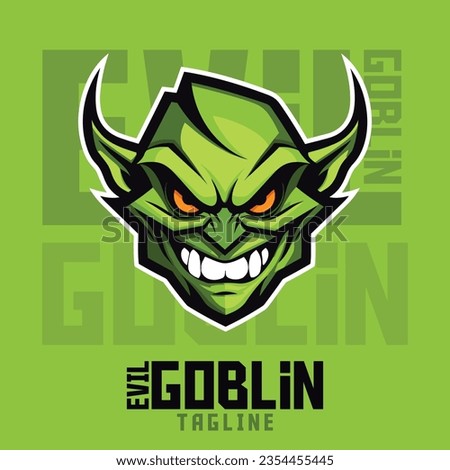 Illustrated Malevolent Green Goblin: Logo, Mascot, Illustration, Vector Graphic for Sports and E-Sports Teams, Furious Goblin Mascot Head
 Stock photo © 