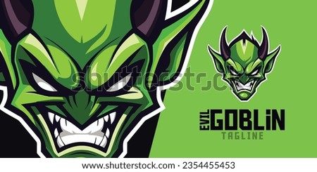 Illustrated Malicious Green Goblin: Logo, Mascot, Illustration, Vector Graphic for Sports and E-Competition Gaming Collectives, Angry Goblin Mascot Head
 Stock photo © 