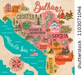 Illustrated map of Balkans. Travel and attractions