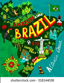 Illustrated map of Brazil