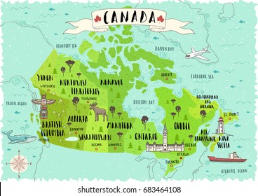 Illustrated map of Canada.