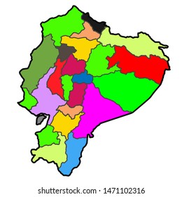 Illustrated map of Ecuador. Vector illustration