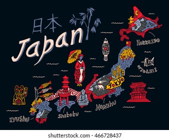 Illustrated map of Japan