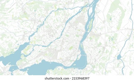 Illustrated map of Montreal and Laval. Simple minimalist style that is sure to catch the eye of the viewer. 