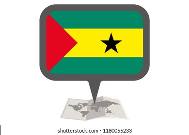 An Illustrated Map and Pointer with the Country Flag of  Sao Tome and Principe